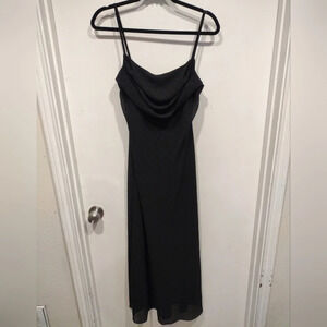 Karina Nites Black Sparkle Y2K Formal Black Maxi Dress Sz 10P-Fairy Whimsy Goth